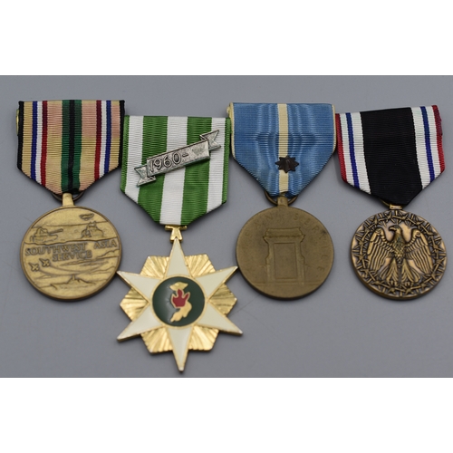 67 - Selection of 4 USA Medal's Southwest Asia, Vietnam with 1960 Bar, Korea Service Medal with Oak Clust... 