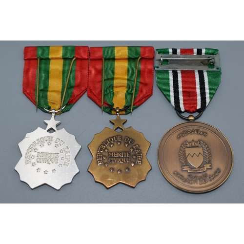 80 - Selection of 5 Medal's including Republic of Zaire (Merite of Civique) all Complete with Ribbons