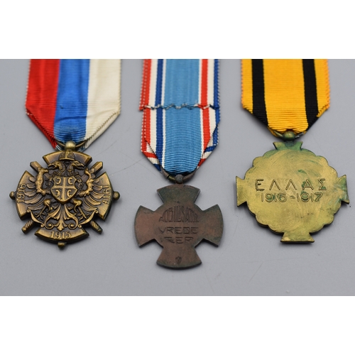 85 - Three WWI medal's including Serbia Commemorative, Dutch Mobilisation and Greek Medal for Military Me... 