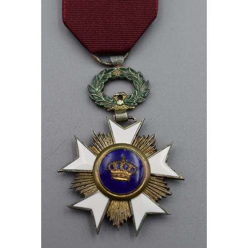 93 - Belgium Order of the Crown Knight’s Gilt Breast Badge Medal