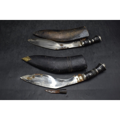 111 - Two Gurkha Kukri Knives with scabbards