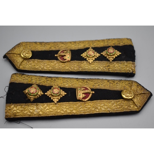 122 - Pair of gold braid British army colonels dress epaulettes