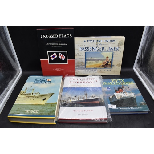 151 - Selection of Books Relating to The Great Liners and The Merchant Navy Including A postcard History o... 