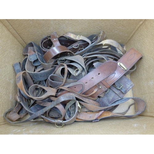 157 - Large quantity of military and other leather straps, belts etc