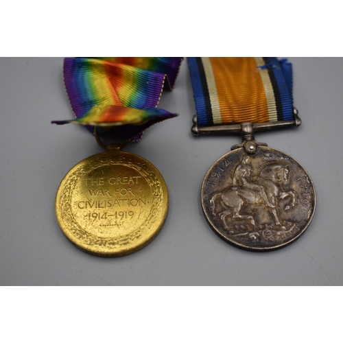 160 - Two WWI Medal's awarded to PTE J A K Roibinson 22221 with Ribbons and Box