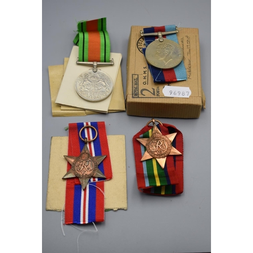 163 - Selection of WWII Medal's including Defence, Service, The Pacific and 1939 to 1945 Complete with Box... 