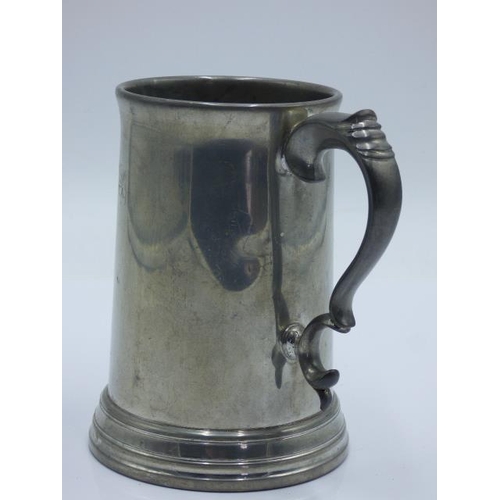 167 - Glass Based pint tankard by James Dixon & Sons Sheffield. Engraved Major BH Parker DCM. RA, (T.A) fr... 