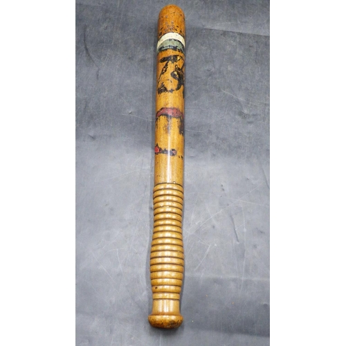 168 - 19th Century military painted truncheon, base stamped with makers name 