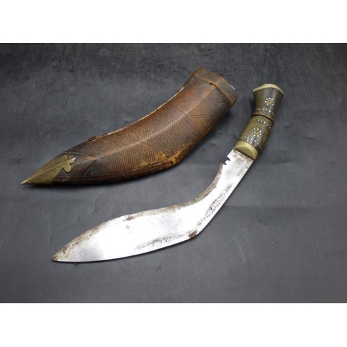 194 - Vintage Gurkha Kukri Knife complete with Leather Scabbard