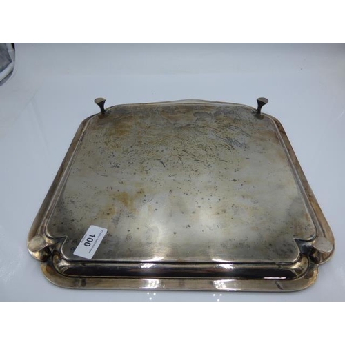 198 - Large Silver plated serving tray with presentation engraving to Lt Colonel B.H Parker OBE, DCM, TD f... 