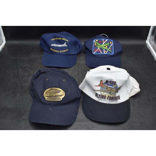 72 - Four Different USAAF B17 flying fortress baseball caps