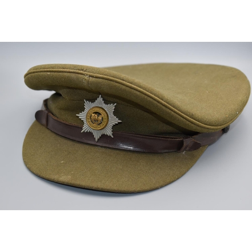 89 - WWII British Officers Khaki service cap with a Cheshire regiment badge