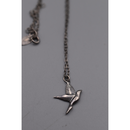 71 - Oliver Bonas Silver 925 Bird Pendant Necklace with Presentation Box