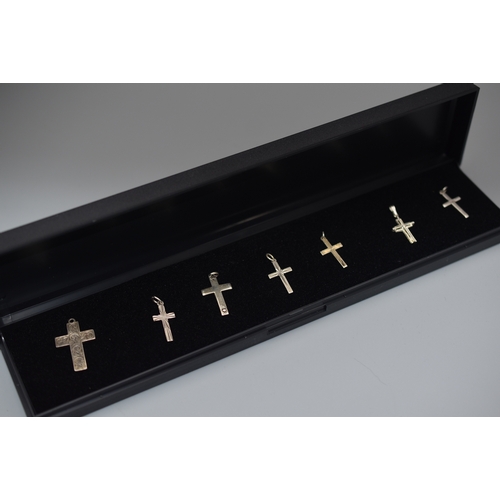 90 - Selection of 7 Silver Cross Pendants