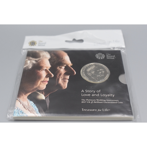 94 - The Royal Mint Platinum Wedding Anniversary 2017 UK £5 Brilliant Uncirculated Coin