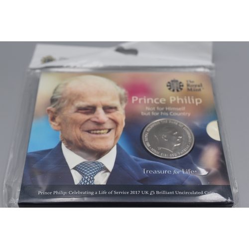 95 - The Royal Mint Prince Phillip a Life of Service 2017 UK £5 Brilliant Uncirculated Coin