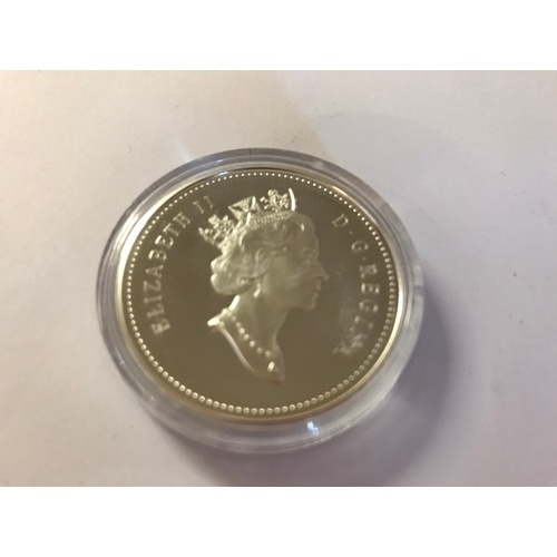 72 - Elizabeth II Canadian 25th Anniversary of the Last RCMP Northern Dog Team Patrol Silver Dollar Coin