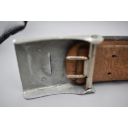 155 - WWII German army leather belt with Got Mit uns Buckle (Leather Stamped 105