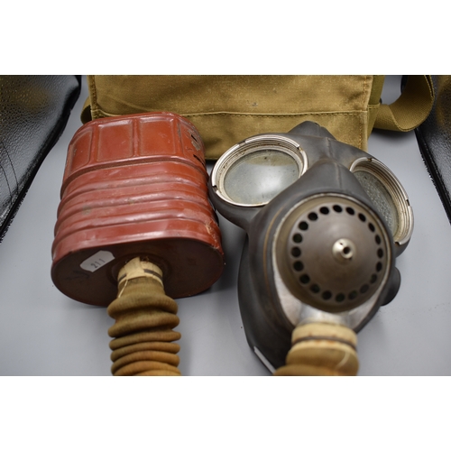 211 - WWII British Army Gas Mask Respirator with Canvas Bag (Both dated 1941)