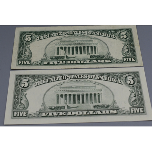 81 - Two United States of America Lincoln $5 Bank Notes (Series 1963A & 1995)