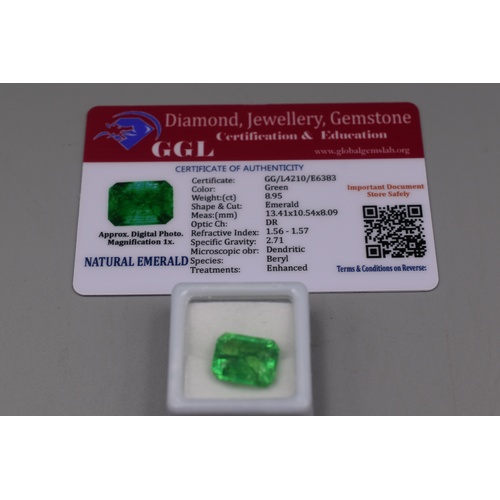 104 - Natural Green Emerald (8.95 ct) Complete with Certificate of Authenticity