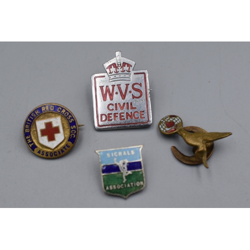 105 - Four WWII British Home Front Lapel Badges