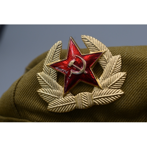 69 - Cold War Russian Army Cap with Badge Dated 1987. Size 56