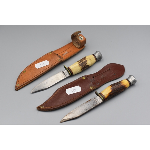 149 - Two British Sheath Knives with Leather Sheaths