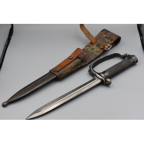 155 - WWII Swedish Bayonet with Scabbard and Frog. Has a Fighting Knife Knuckle Conversion