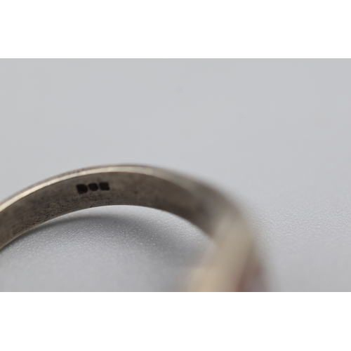 161 - WWII Silver Hitler Youth Finger Ring, small stamped marking inside. No damage to Enamel