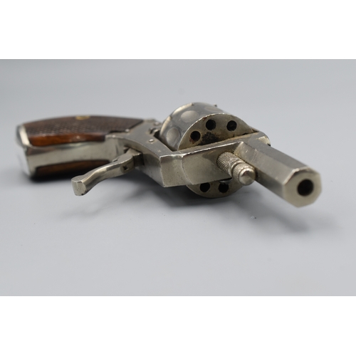 193 - Well Made 10 Shot Blank Firing Revolver Pistol with Wooden Grips and Folding Trigger