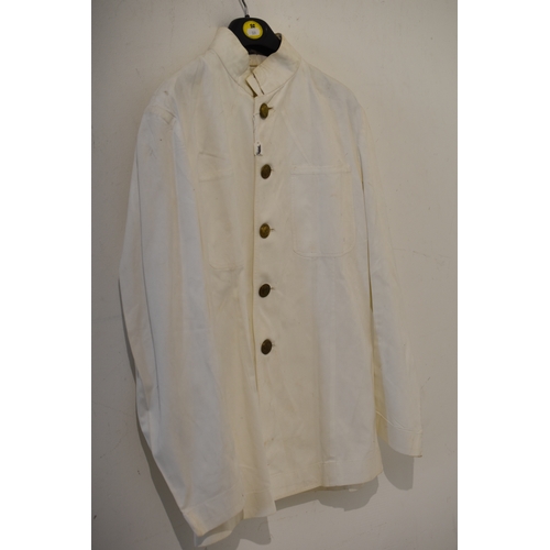 229 - Royal Navy Officers White Cotton Tropical Jacket with Kings Crown Buttons. (Made by Gieves Ltd Londo... 