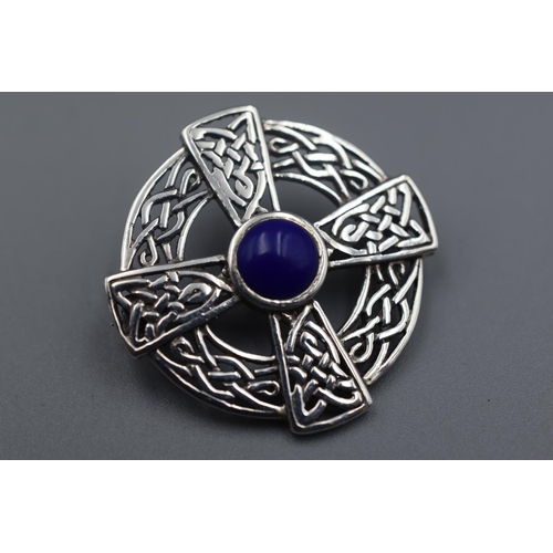 60 - Silver 925 Scottish Celtic Brooch Complete with Presentation Box