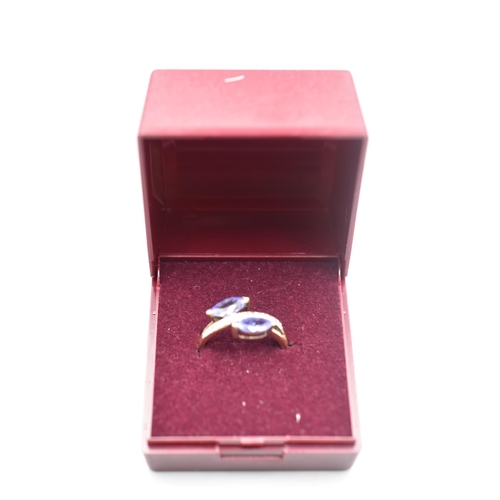 64 - Gold 9ct Tanzanite and Diamond Ring (Size L) Complete with Presentation Box