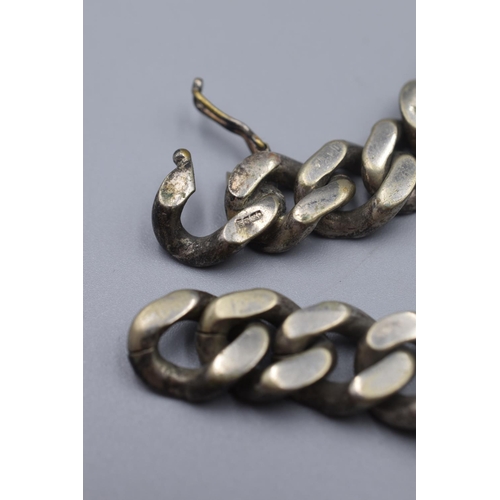 79 - Heavy Silver 925 Curb Link ID Bracelet