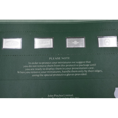 86 - Set of 4 Silver 925 Ingots from The 100 Greatest Cars Collection Complete with Vehicle ID Cars