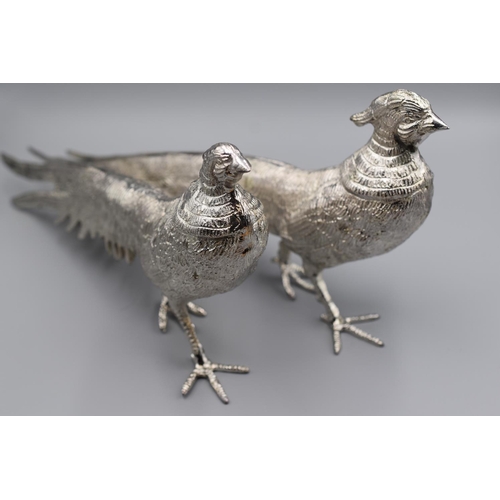 89 - Pair of Large White Metal Pheasant Menu Holders (29cm)