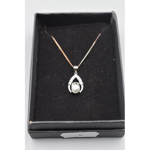 6 - Silver 925 Clear Stoned Pendant Necklace complete with Presentation Box