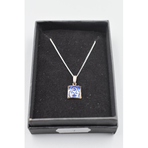 7 - Silver 925 enamelled Pendant Necklace Complete with Presentation Box