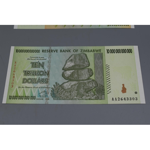 54 - Seven Reserve Bank of Zimbabwe 2008 Notes (Ten Billion Dollars to One Hundred Trillion Dollars)