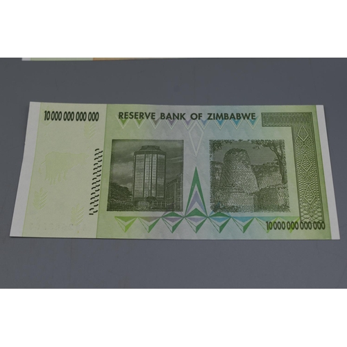 54 - Seven Reserve Bank of Zimbabwe 2008 Notes (Ten Billion Dollars to One Hundred Trillion Dollars)