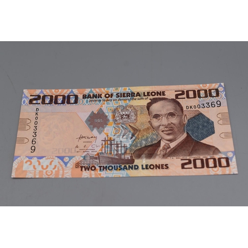 64 - Three Bank of Sierra Leone 2010 Bank Notes (1000, 2000 and 5000 Leones)