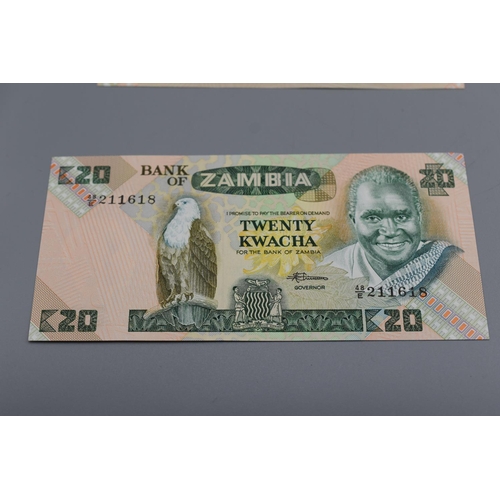 66 - Six Bank of Zambia Kwacha Bank Notes (1,2,5,10,20, and 50)