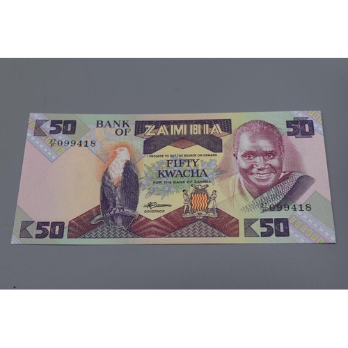 66 - Six Bank of Zambia Kwacha Bank Notes (1,2,5,10,20, and 50)