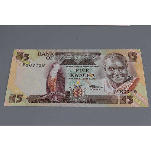 66 - Six Bank of Zambia Kwacha Bank Notes (1,2,5,10,20, and 50)