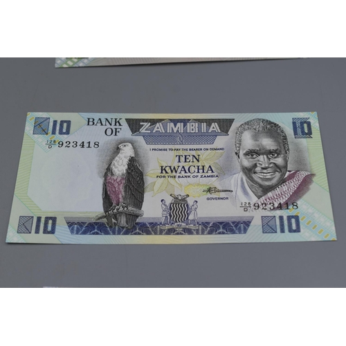 66 - Six Bank of Zambia Kwacha Bank Notes (1,2,5,10,20, and 50)