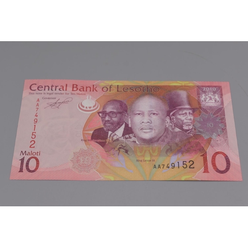 67 - Three Central Bank of Lesotho Maloti Bank Notes (10,20, and 50)