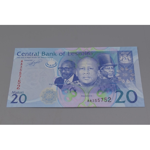 67 - Three Central Bank of Lesotho Maloti Bank Notes (10,20, and 50)