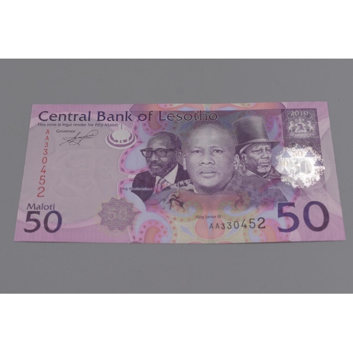 67 - Three Central Bank of Lesotho Maloti Bank Notes (10,20, and 50)