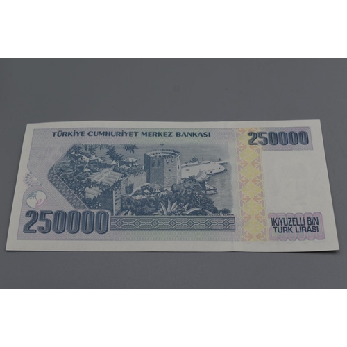 83 - Four Turkish Lirasi Bank Notes (2 x 50, 250000 and 500000)